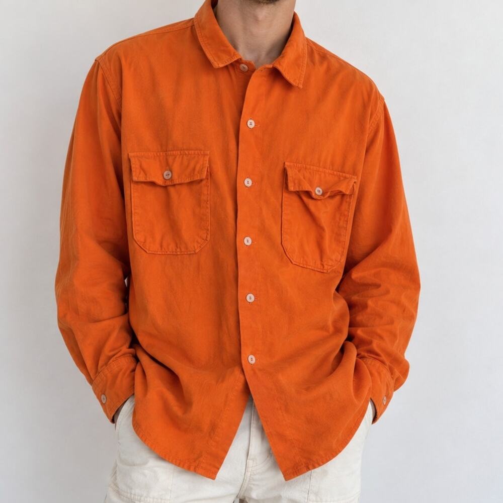 Universal Works Orange Cotton Utility Shirt Overshirt Men’s L Made Portugal
